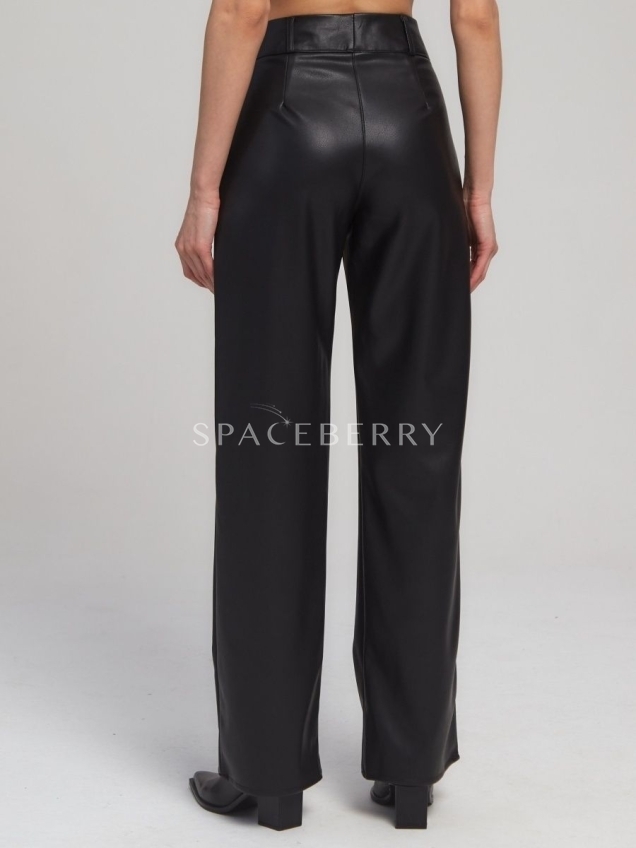 Женские кожаные брюки, штаны широкие